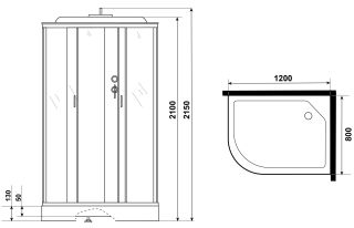 Душевая кабина Niagara NG-3312-14RG с гидромассажем 120x80см серебро/матовое